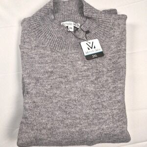 NWT Michelle Mae Pullover Ribbed Mock Neck Sweater Women's Sz XL Heather Gray